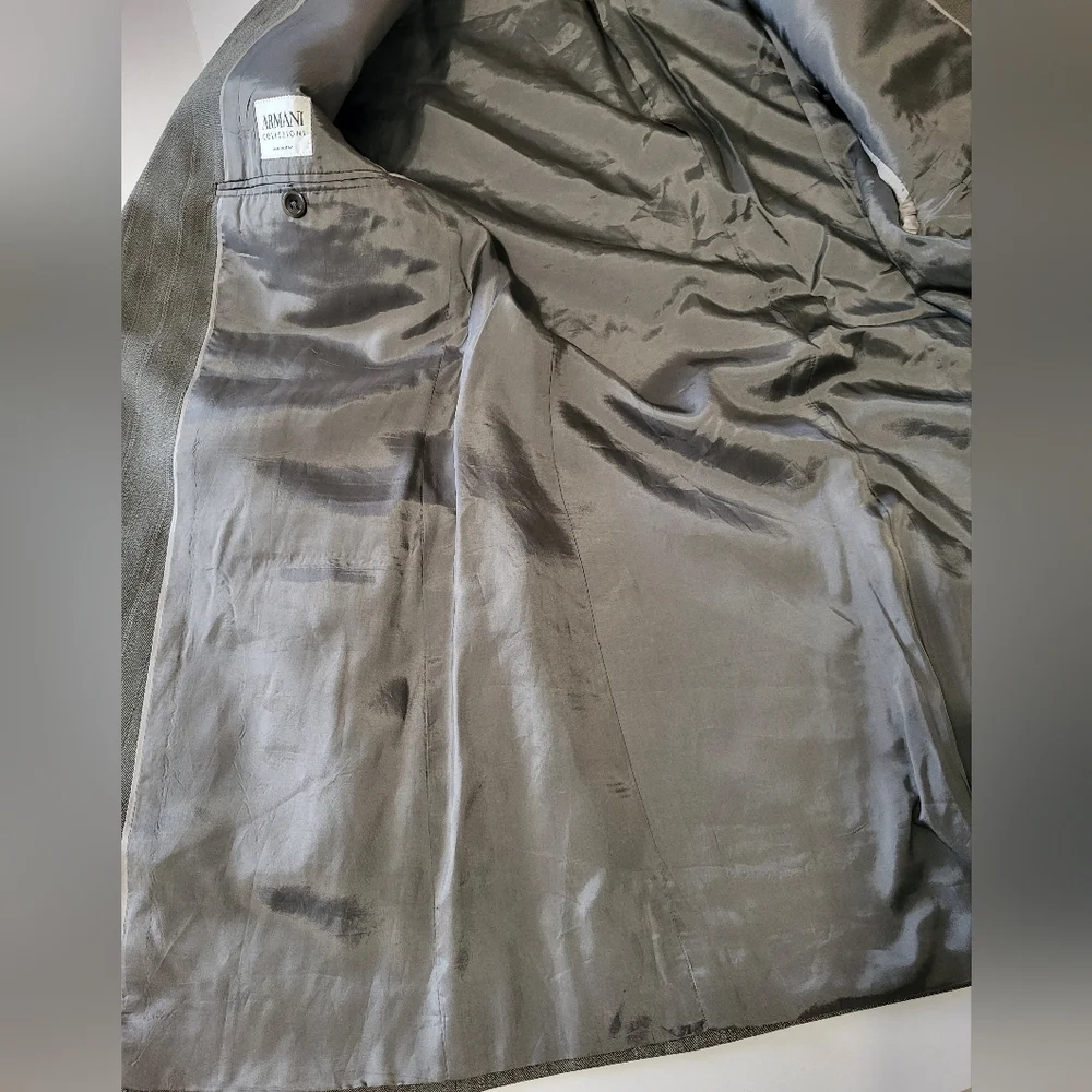 Armani Collezioni Suit Jacket Grey Striped Wool Blend Italian‎ Men's Size 42 L